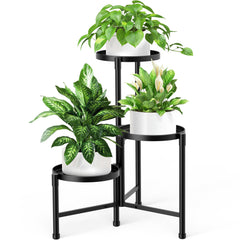 ZOXILEN front view of corner plant stand showing three-tier display benefit
