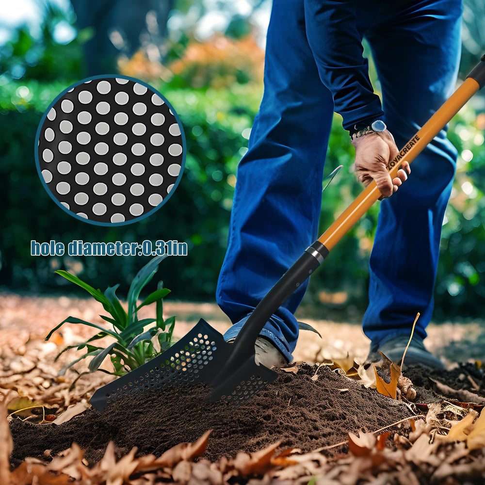 ZOYACREATE shovel beside ruler showing 45-inch length for reach and leverage