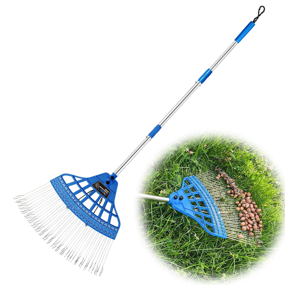 zozen front view showing full acorn gatherer tool and wide curved head for faster cleanup