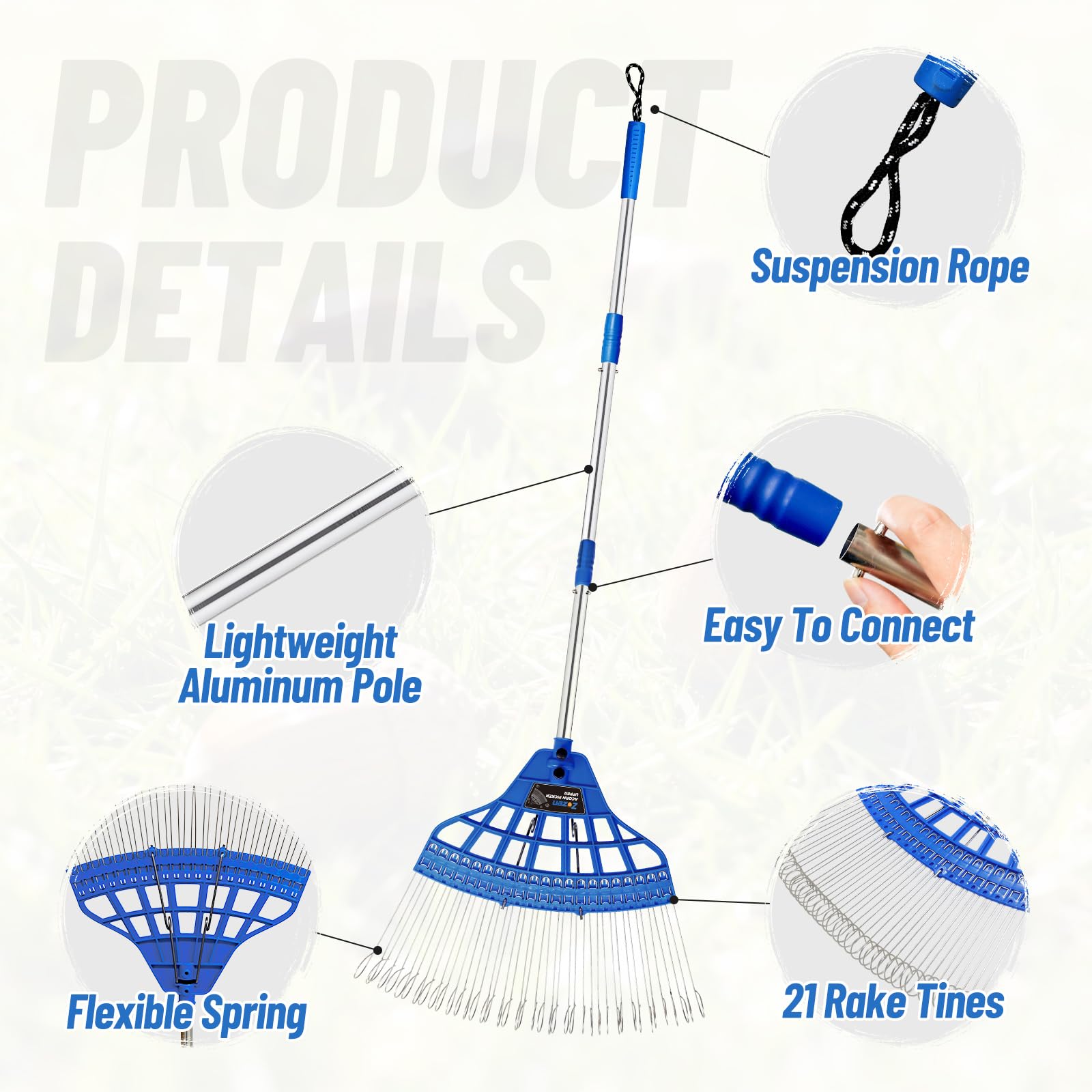 zozen acorn gatherer used by homeowner gathering acorns without bending, saving time