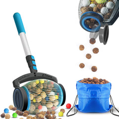 zozen front view acorn picker showing one-gallon basket and benefits of quick collection
