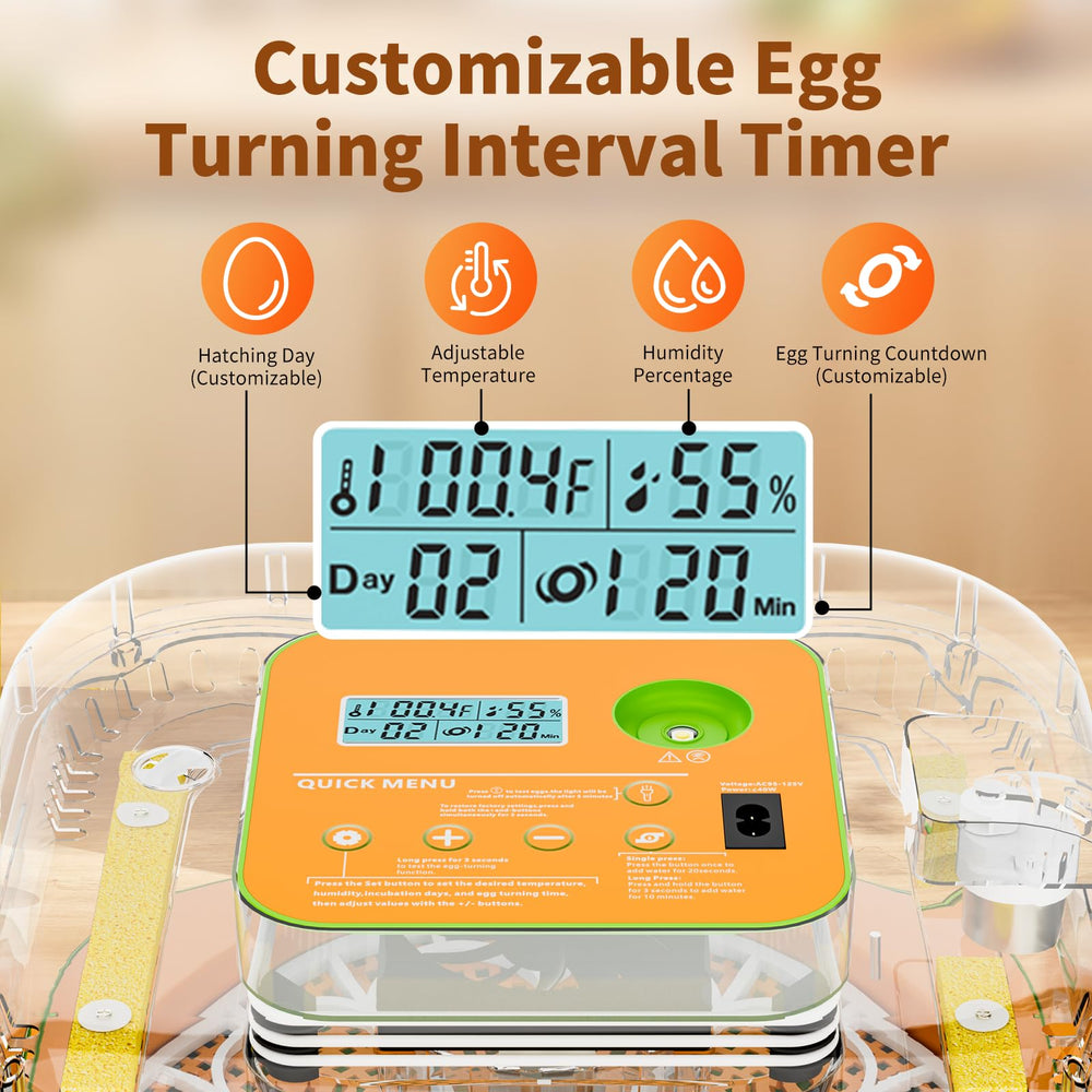 ZOZOO incubator control panel close-up with display for precise adjustments