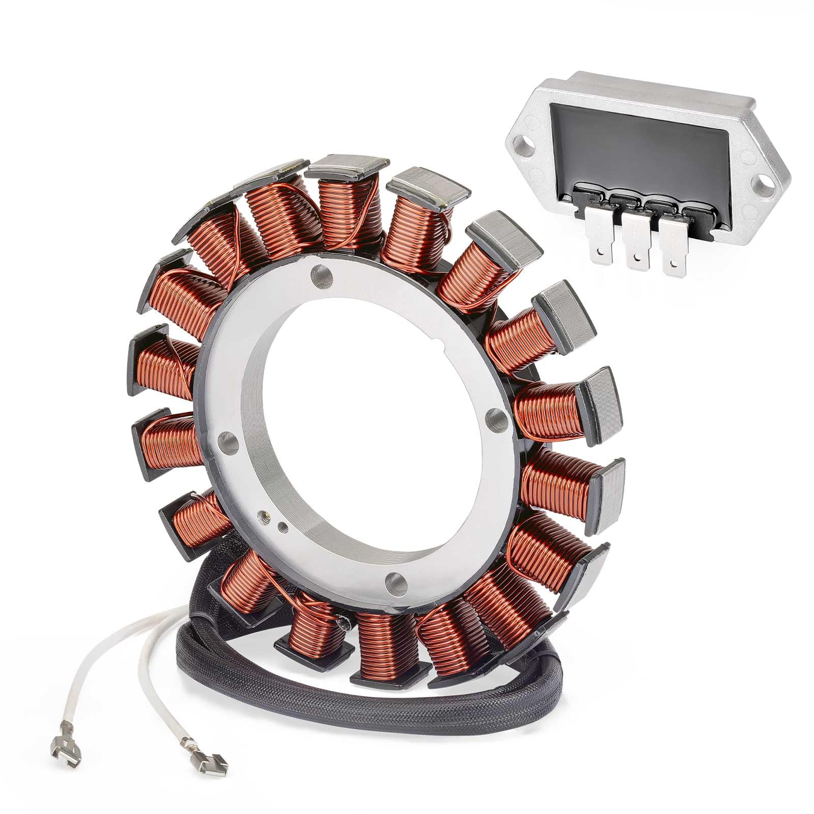 zozoye front view of stator and regulator rectifier showing compact design and fit