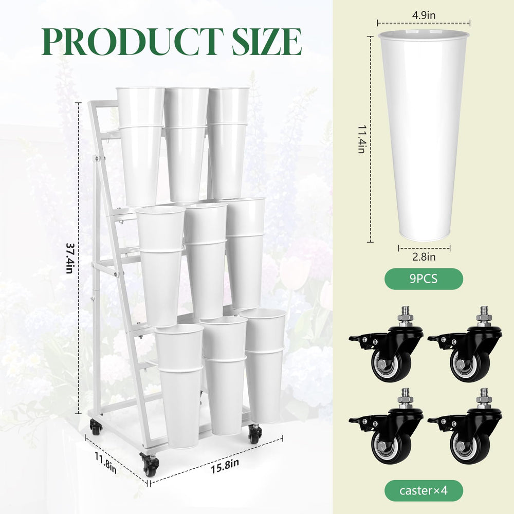 ZpigToor close-up of nine hydration buckets highlighting organized bouquet display