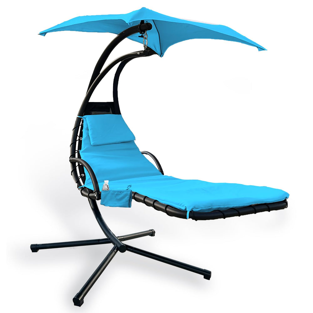 ZQDQIUQIU front view of blue cushion and umbrella covers showing fresh patio look