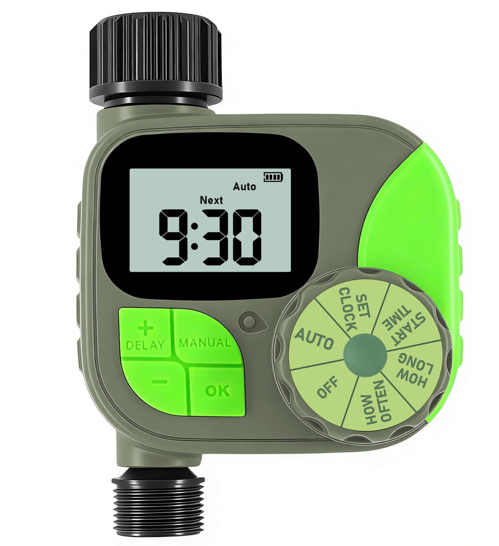 ZTGHFMY timer front display showing clear settings and easy programming for efficient watering