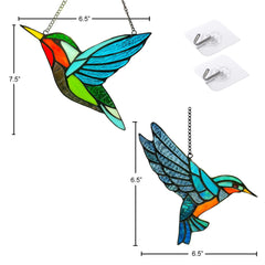 ZUAJITER hummingbird close-up of glass texture and solder lines for quality