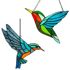 ZUAJITER hummingbird front view showing colorful stained-glass beauty