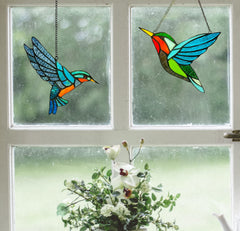 ZUAJITER hummingbird hanging in window creating colorful sun reflections