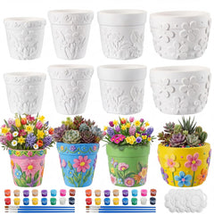 Zubebe front packaging showing all 12 pots and included paint sets for instant crafting