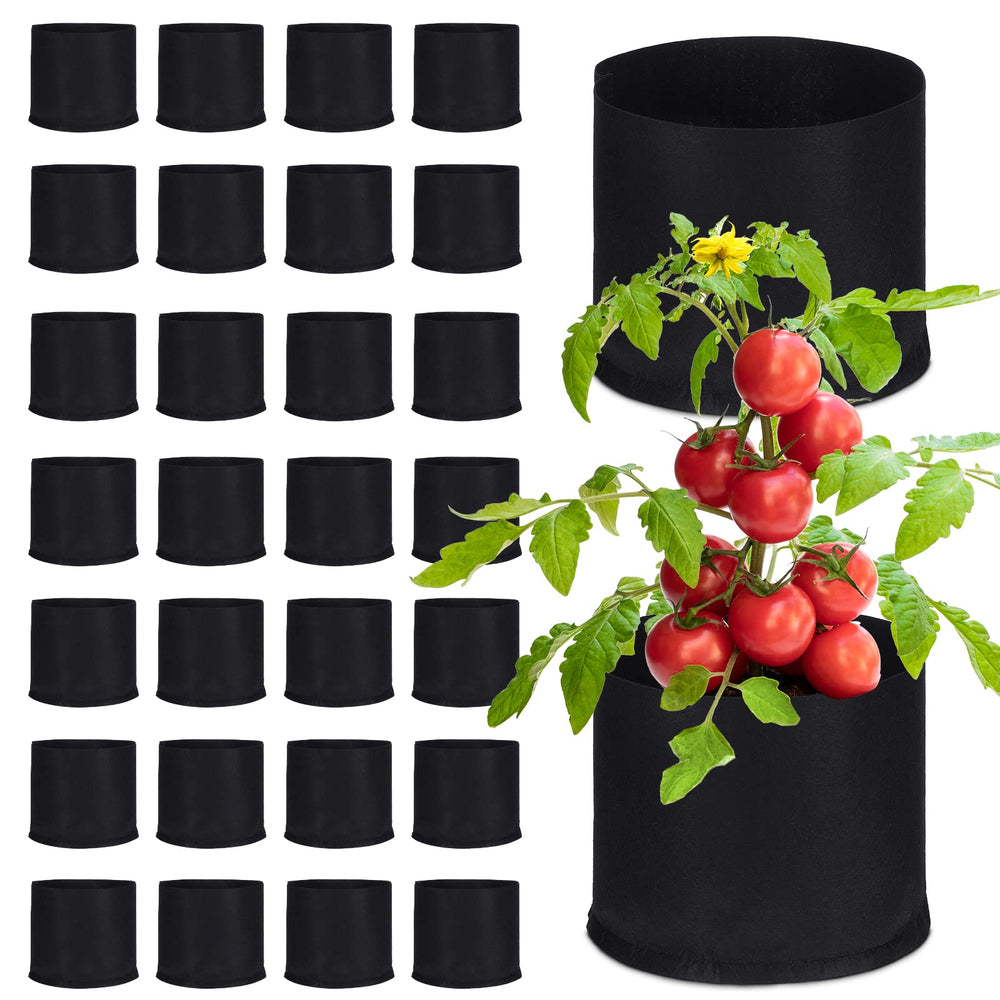 Zubebe front view of 30-pack 5 gallon grow bags showing quantity and size benefit