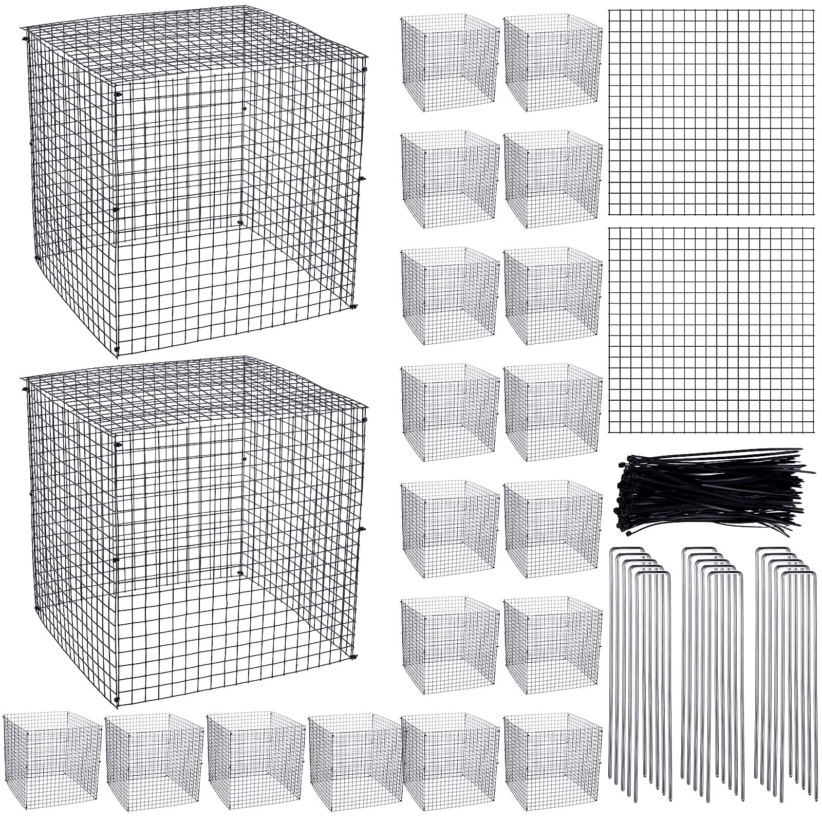 Zubebe front view of 20-pack square plant cages showing bulk quantity and packaging benefit