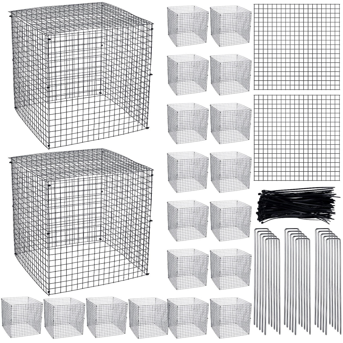 Zubebe front view of 20-pack square plant cages showing bulk quantity and packaging benefit