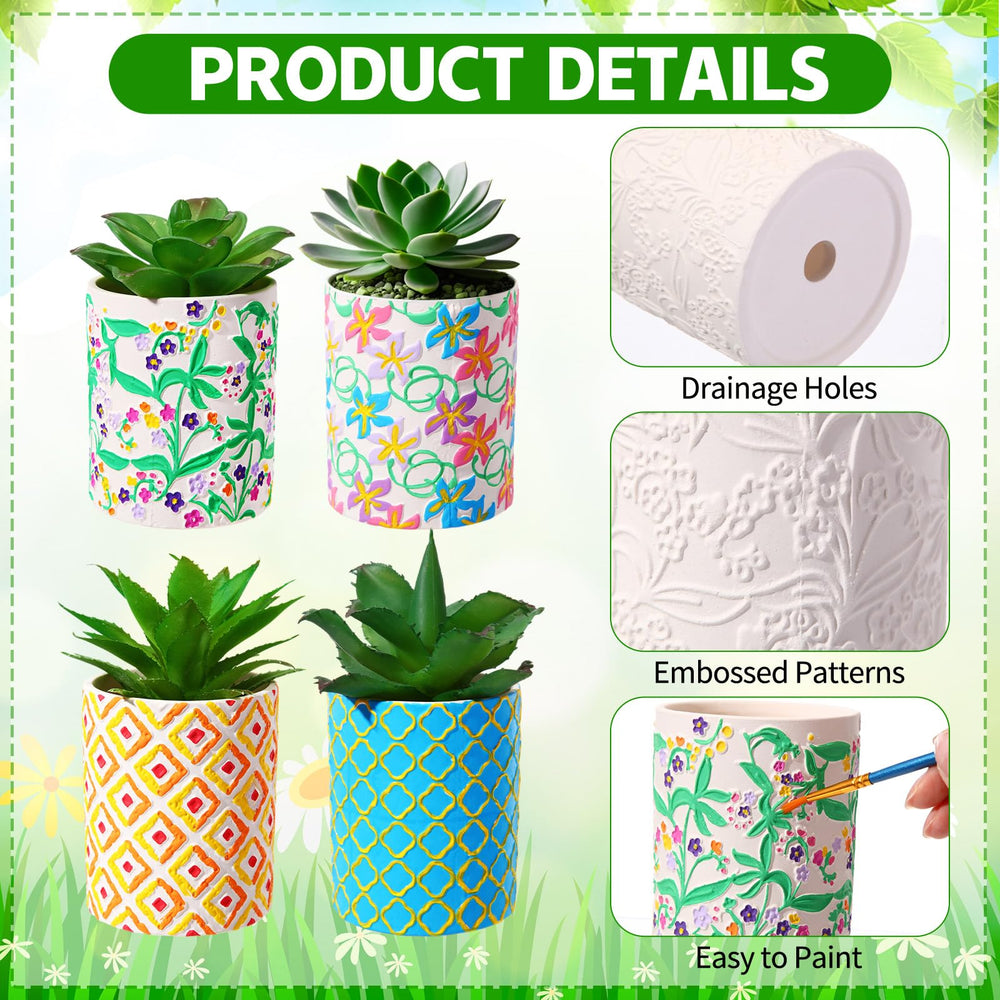 Zubebe included paint sets and brushes laid out, ready-to-use for immediate DIY pot painting