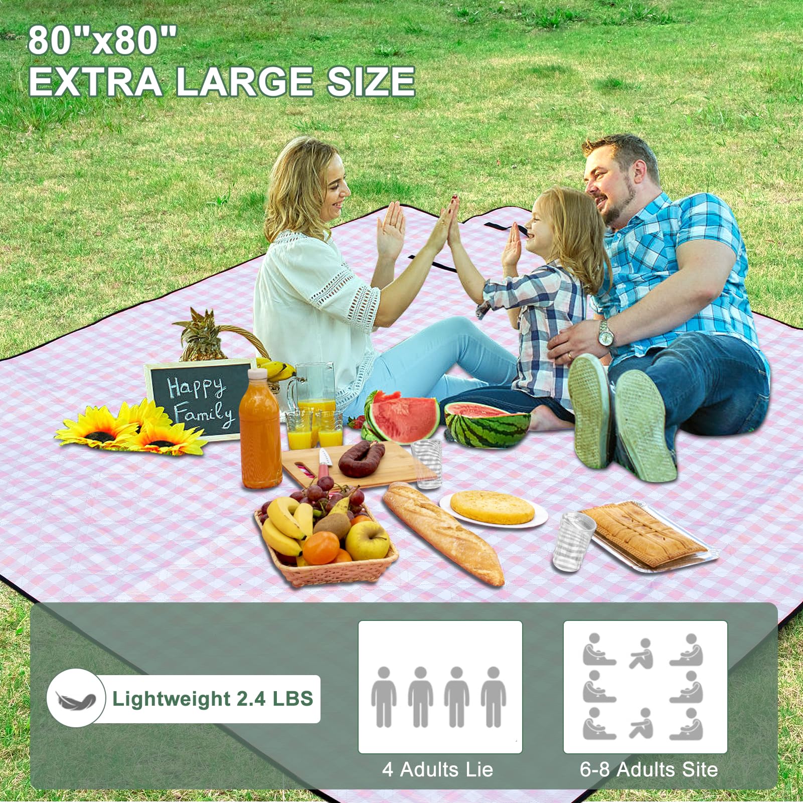ZUBOND folded blanket with handle for compact portable carrying convenience