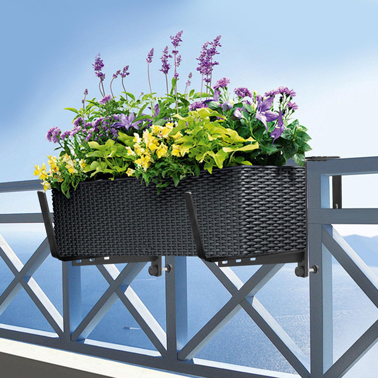 ZUIWAN on a porch with planted boxes showing elevated display and easy maintenance benefit