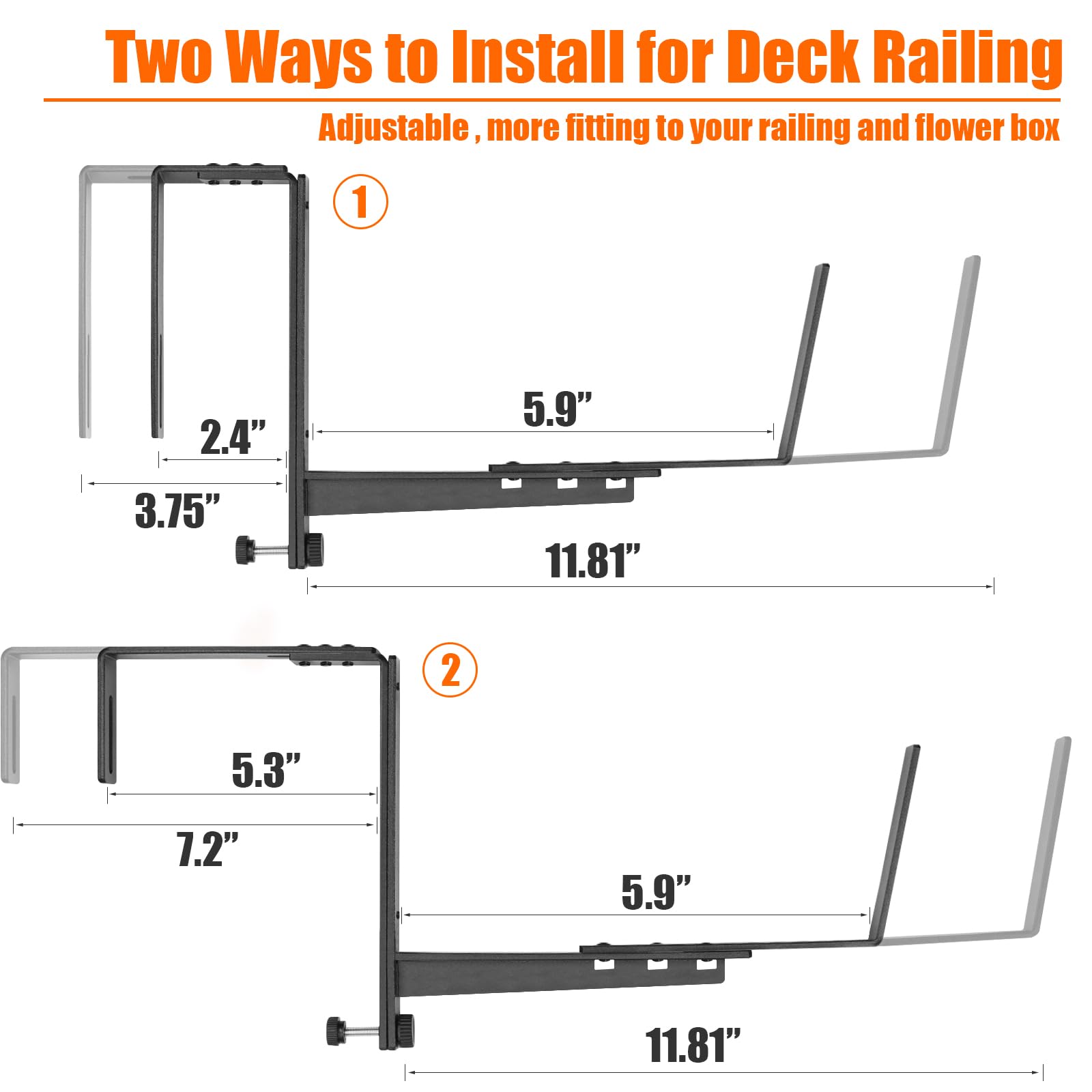 ZUIWAN bracket next to ruler showing adjustable rods and scale for fitting different rail widths