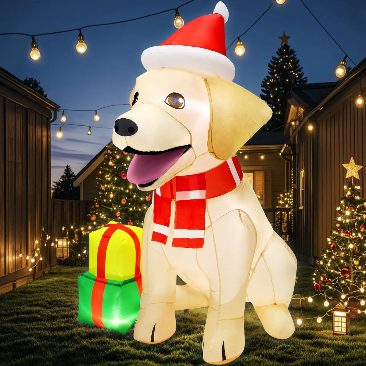 zukakii front view lab dog glowing holiday centerpiece for curb appeal