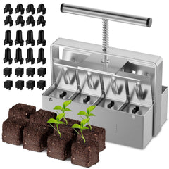 zukakii front view of soil blocker showing sturdy frame and cells for efficient blocking