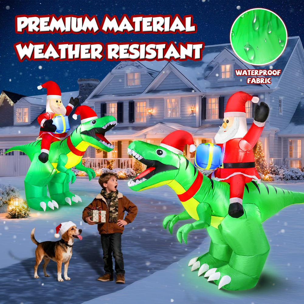 zukakii side profile shows dinosaur shape and Santa details for eye-catching display