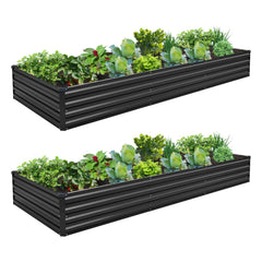ZUNUDA front view of assembled metal planter boxes showing durable planting area