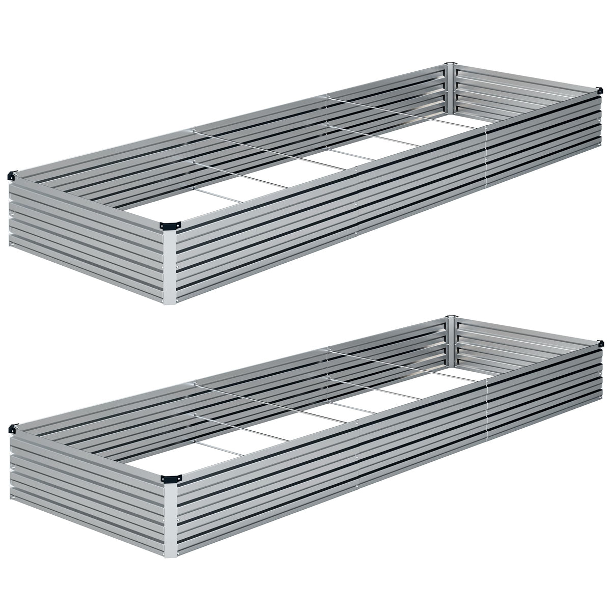 ZUNUDA front view of galvanized raised bed showing long planting area and durable finish