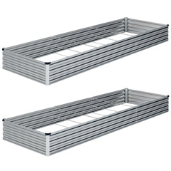 ZUNUDA front view of galvanized raised bed showing long planting area and durable finish