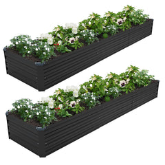 ZUNUDA front view of two long galvanized planter boxes showing generous planting area