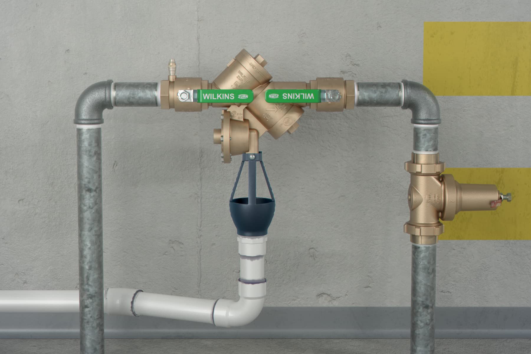 Zurn Wilkins next to a standard valve for scale benefit: short lay length saves space