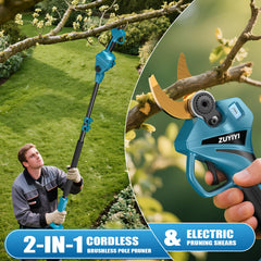 ZUYIYI pruner ergonomic handle close-up highlighting controls to reduce user fatigue