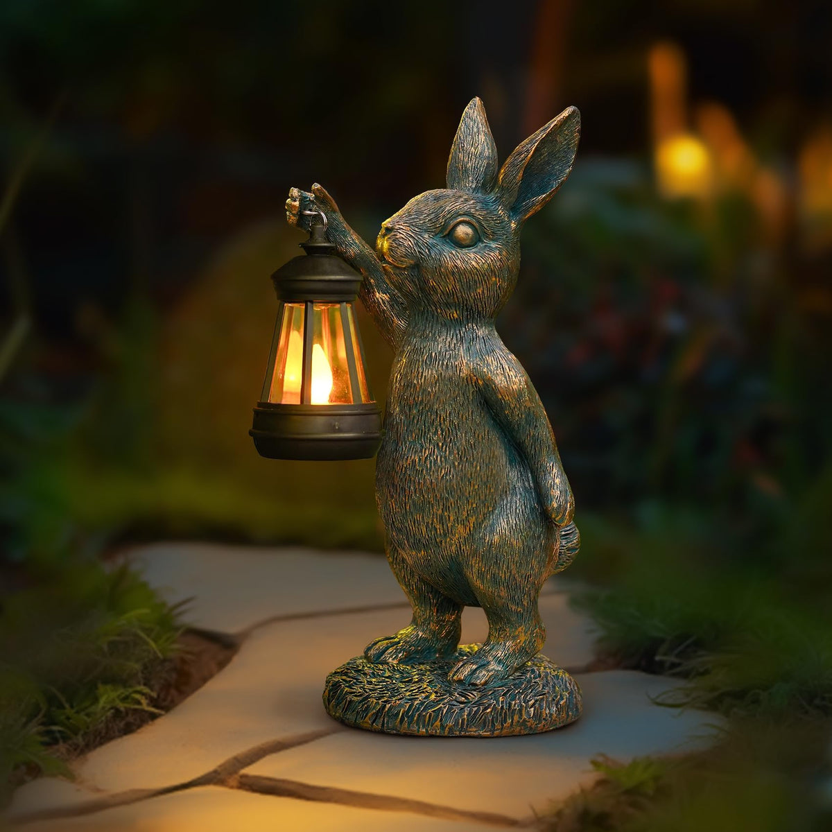 zuzuzen rabbit front view showing stable base and realistic texture for durable outdoor decor