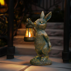 zuzuzen rabbit in garden lifestyle beside flower bed providing welcoming evening glow