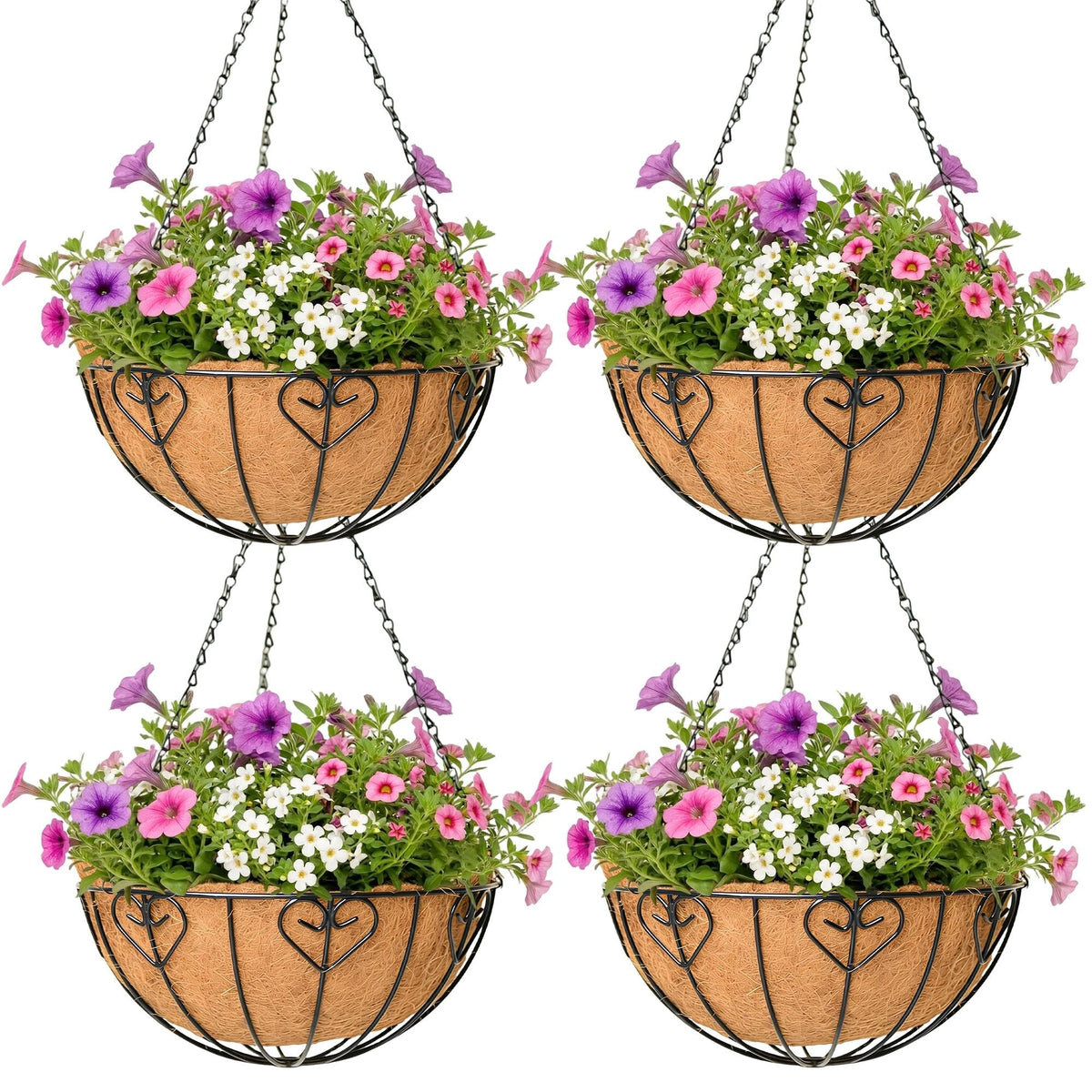 ZVOWOS front view of four hanging planters showing full set and finish