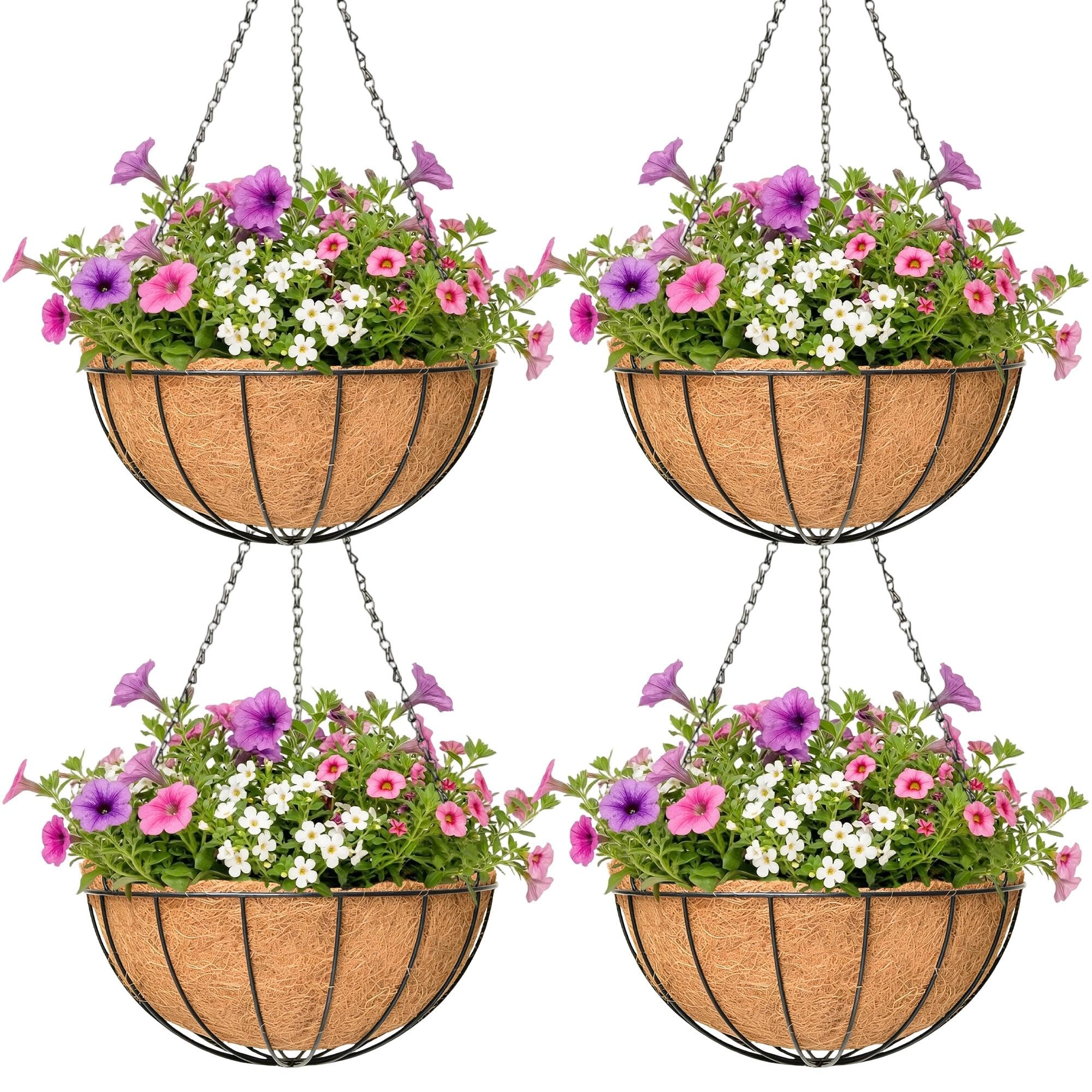 ZVOWOS front view of 4-pack hanging planters showing elegant outdoor display benefit