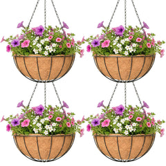 ZVOWOS front view of 4-pack hanging planters showing elegant outdoor display benefit