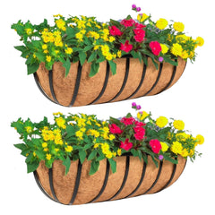 ZVOWOS front view showing two 24-inch railing planters ready to plant and display