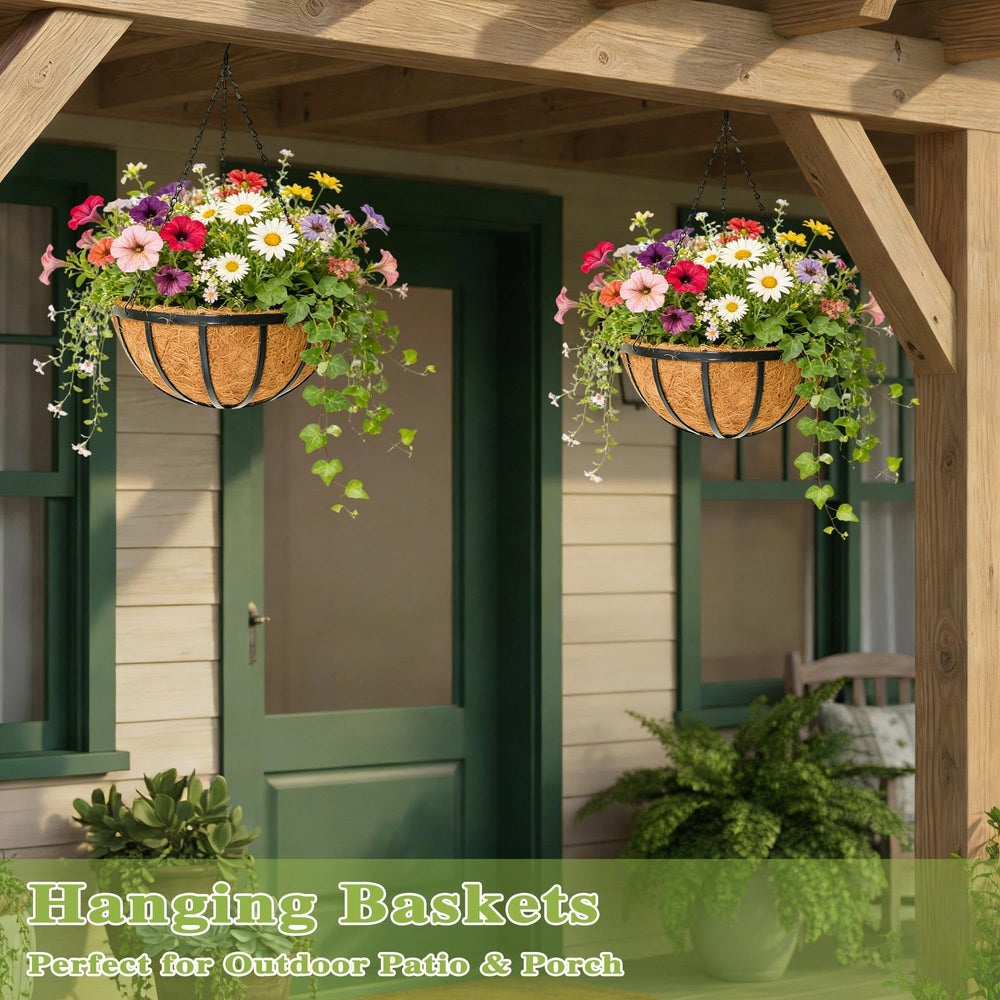 ZVOWOS balcony garden display with multiple baskets for layered greenery and aesthetic benefit