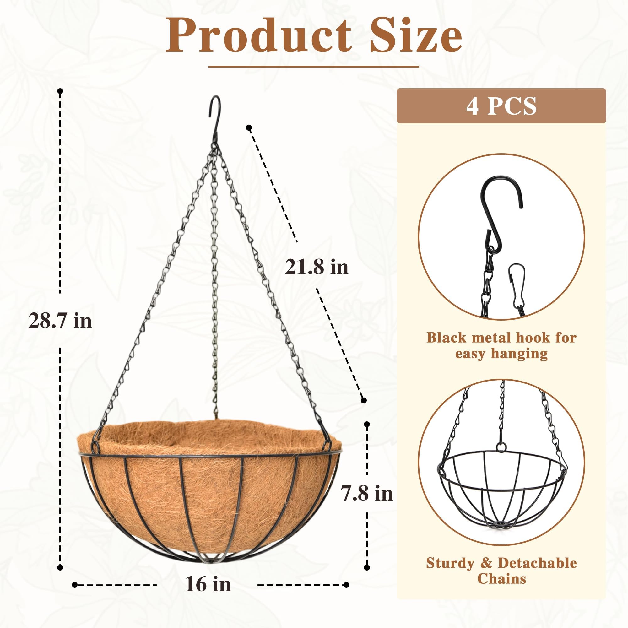ZVOWOS planter beside ruler showing 16-inch scale and size clarity benefit