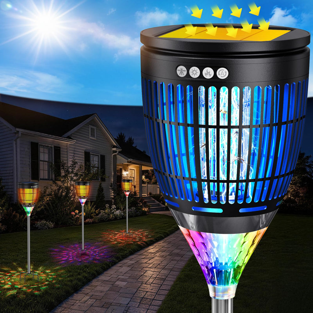 Zwiran front view of outdoor zapper showing protective housing and light for effective pest control