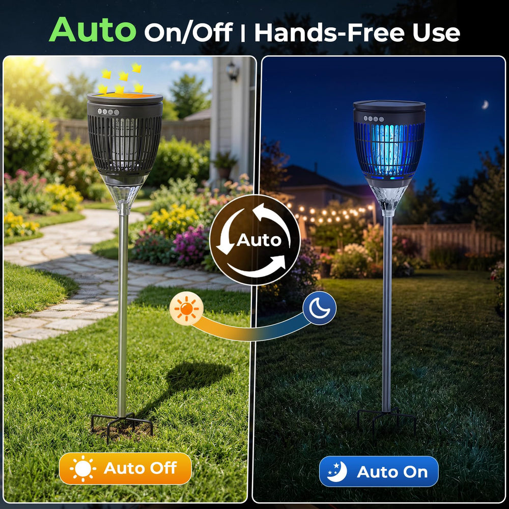 Zwiran solar panel top angle highlighting solar charging and all-night insect protection