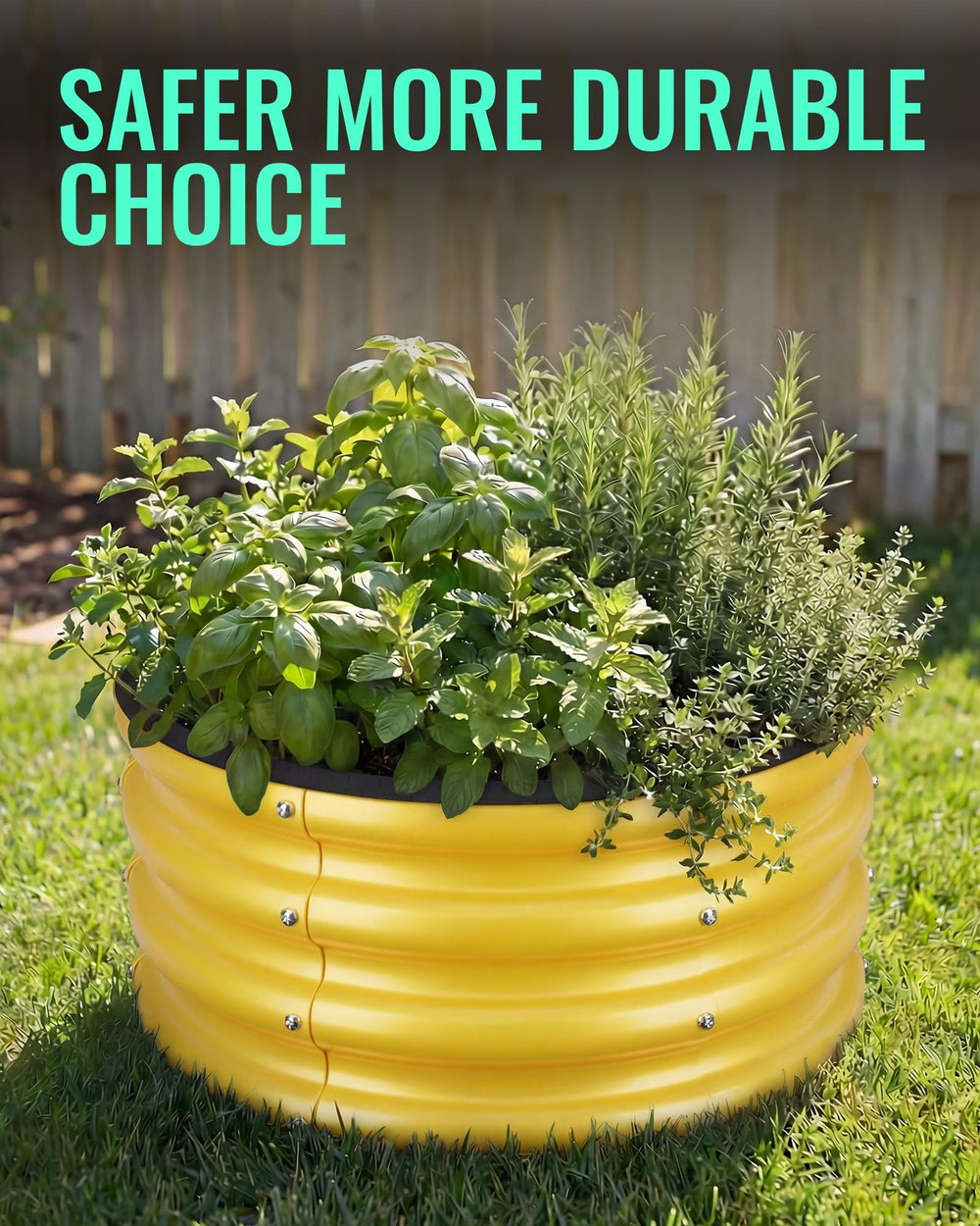 ZXZYHFTY angled view with herbs planted showing space-saving benefit
