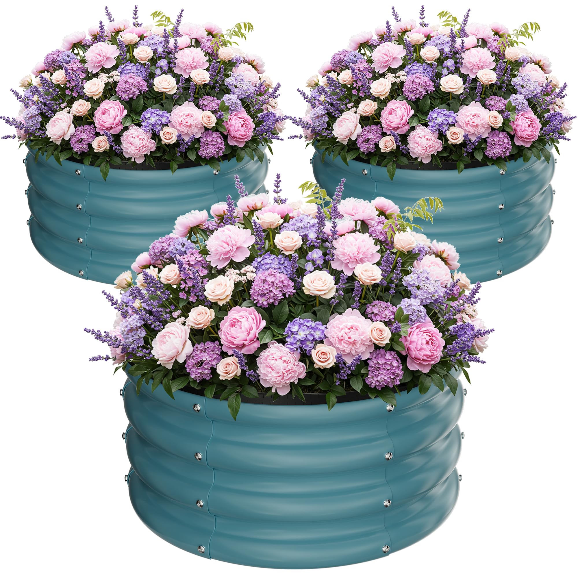 ZXZYHFTY three-pack front view showing compact blue planters and tidy layout benefit