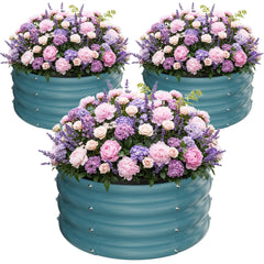 ZXZYHFTY three-pack front view showing compact blue planters and tidy layout benefit