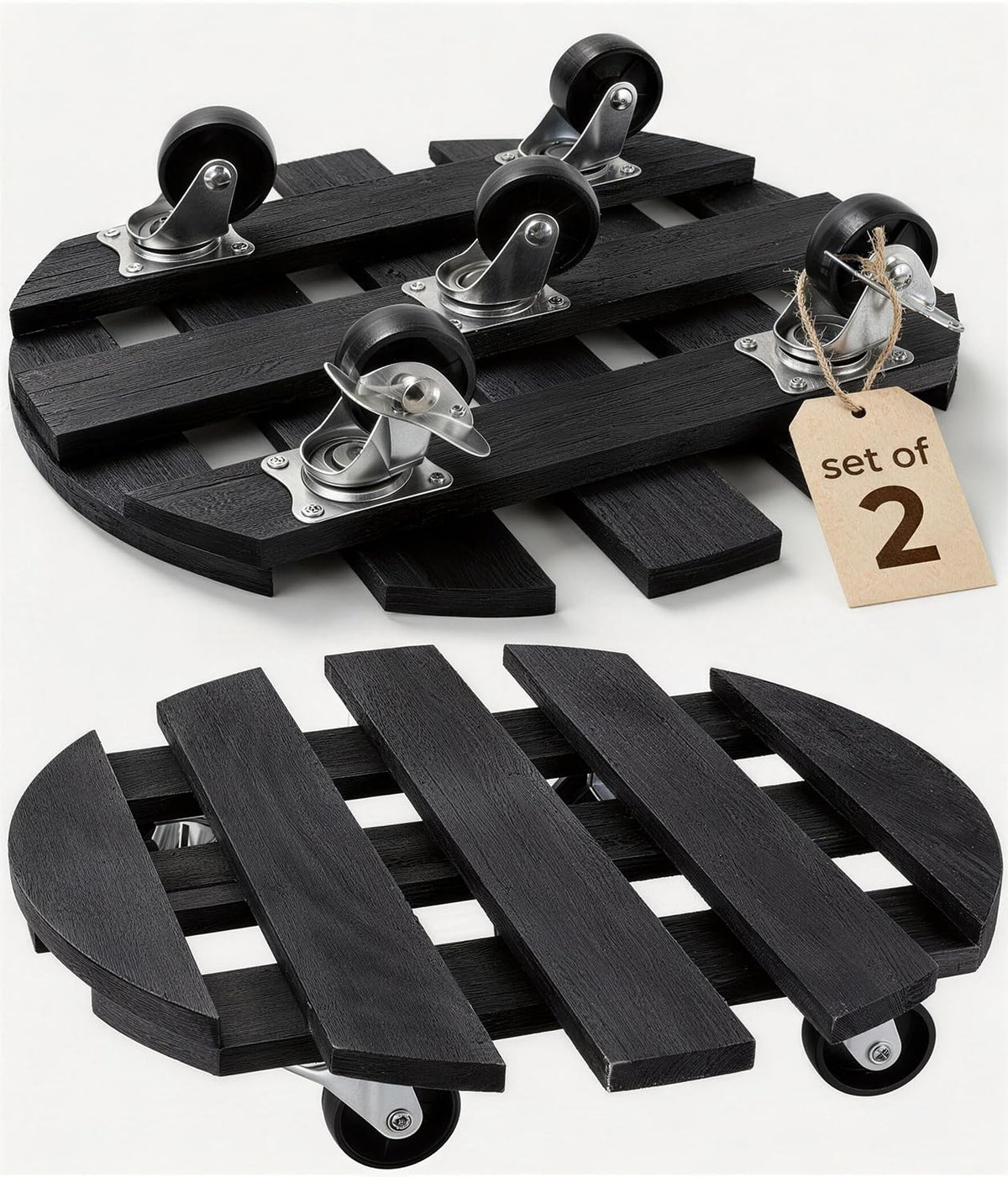 ZXZYHFTY front view of caddy showing stable wood base and smooth mobility