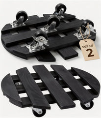 ZXZYHFTY front view of caddy showing stable wood base and smooth mobility