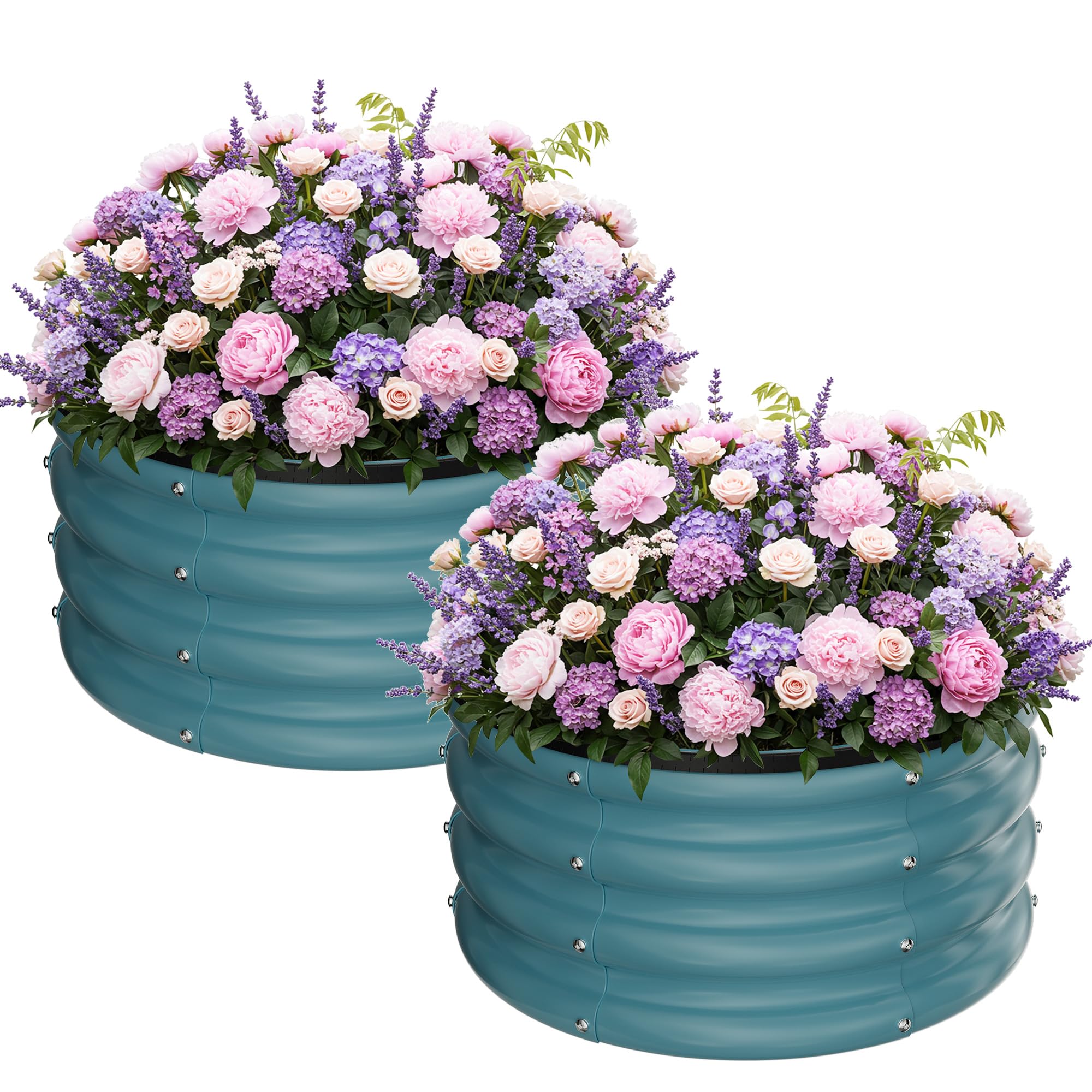 ZXZYHFTY three-pack front view showing sturdy blue planters and instant patio color