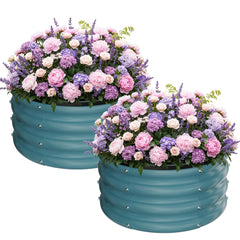 ZXZYHFTY three-pack front view showing sturdy blue planters and instant patio color