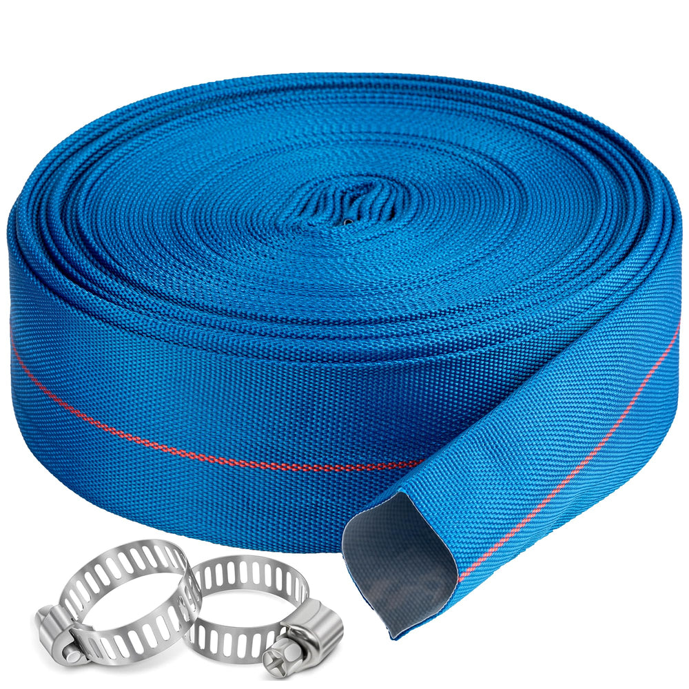 ZY-hosetube front view of 1.5" x 100 ft pool backwash hose showing length and packaging, demonstrates readiness for use