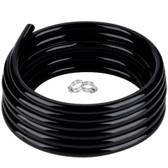 ZY-hosetube front view of coiled 25 ft black vinyl tubing showing product and included clamps benefit durable use