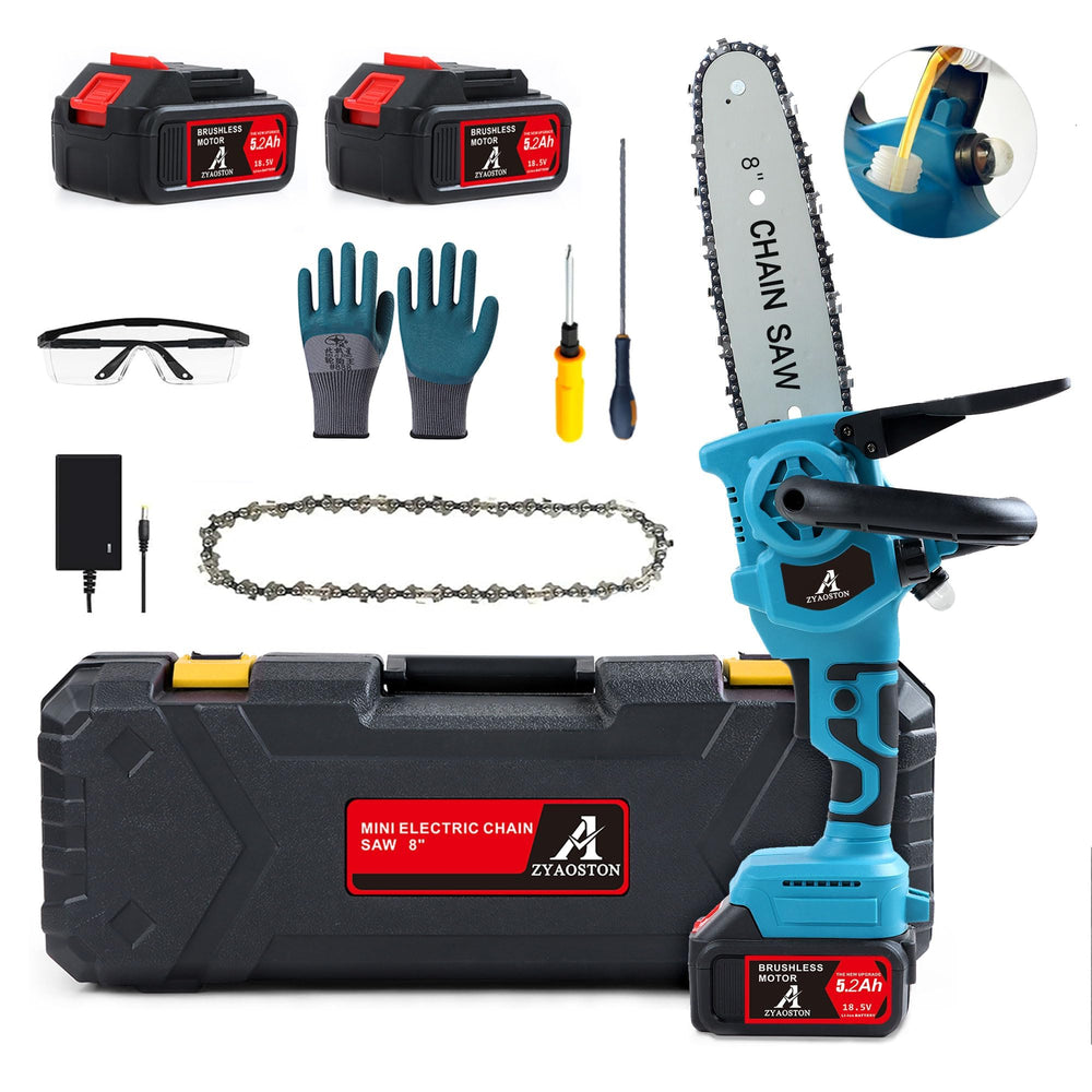 ZYAOSTON front view compact chainsaw showing compact design and portability benefit